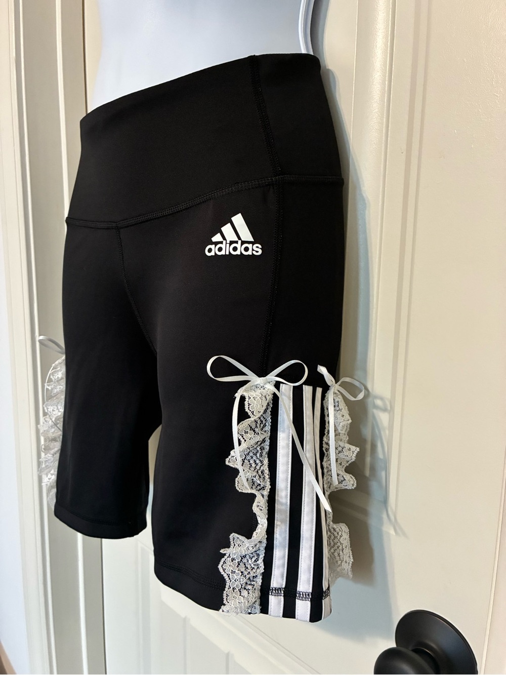 Adidas Black Lace-Trim Women’s Bike Shorts